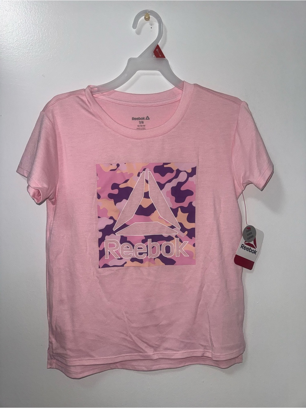 Reebok Pink Camo Logo Short Sleeve Tee